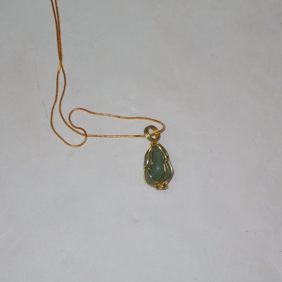 Designer Jewelry MPG Jewelry - New gorgeous green wire wrapped stone necklace, hand made!
